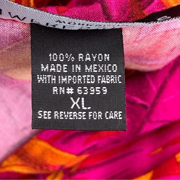 XL Vintage * READ Impressions Tropical Dress Fuchsia Orange Sleeveless Rayon - Picture 13 of 14